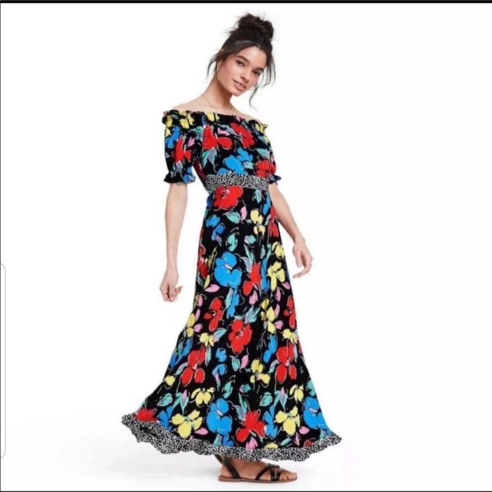 NWT Rixo x Target Black Multicolor Maxi Dress size 8